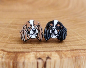 Cavalier King Charles Spaniel dog stud earrings