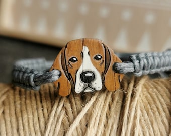 Beagle dog braided bracelet, Dog Mom Jewelry