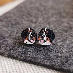 Bernese Mountain Dog earrings, dog lover image 1