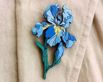 Iris pin, iris flower brooch