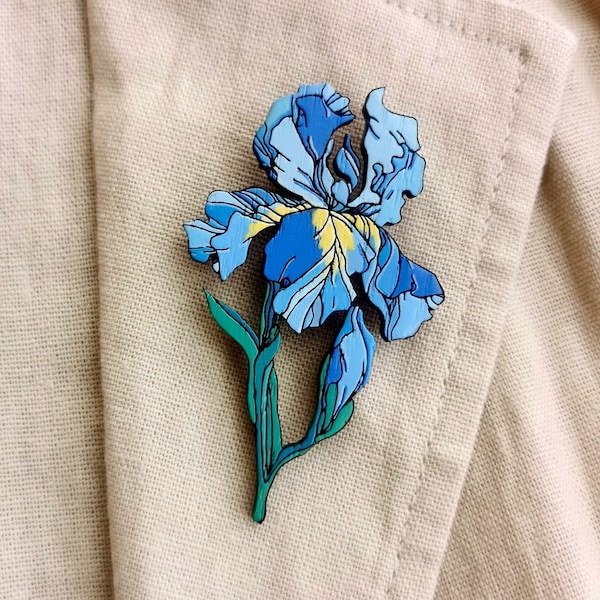 Iris pin, iris flower brooch