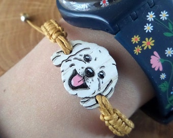 Maltese dog bracelet, pet lowers jewelry, dog mom jewelry, dog gifts