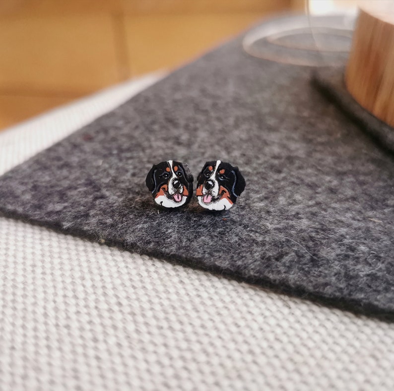 Bernese Mountain Dog earrings, dog lover image 1