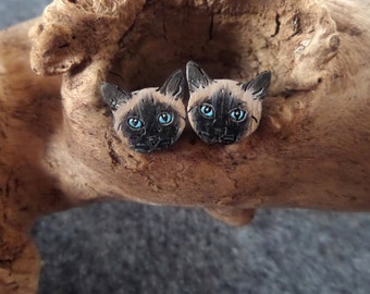 Siamese cats  earrings Cat Stud Earrings Cute Cat Earrings Cat Lover Gift  Cat Jewelry