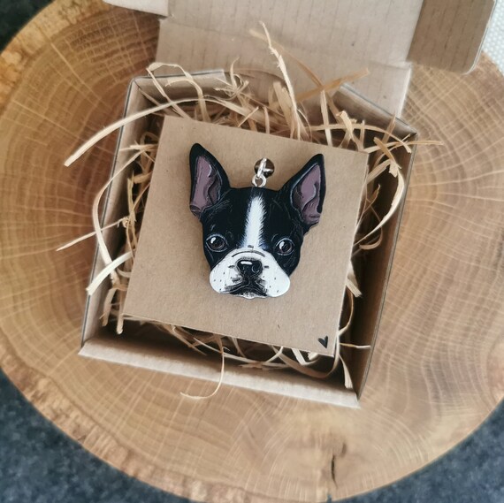 Boston Terrier Dog Keychain Keyring Etsy