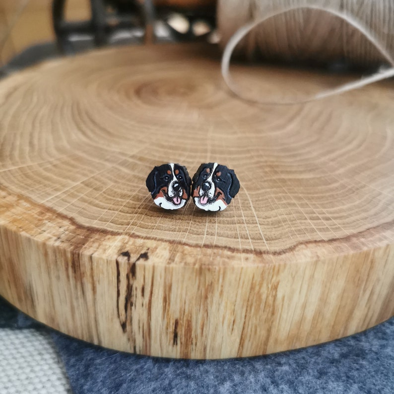 Bernese Mountain Dog earrings, dog lover image 9