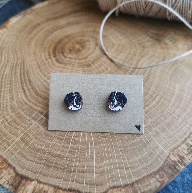 Bernese Mountain Dog earrings, dog lover image 7