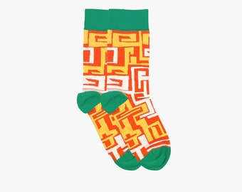 Street Life Orange Socks | African Socks | Premium Socks | Patterned Socks | Cotton Socks | Gifts For Him | Afrocentric Gifts