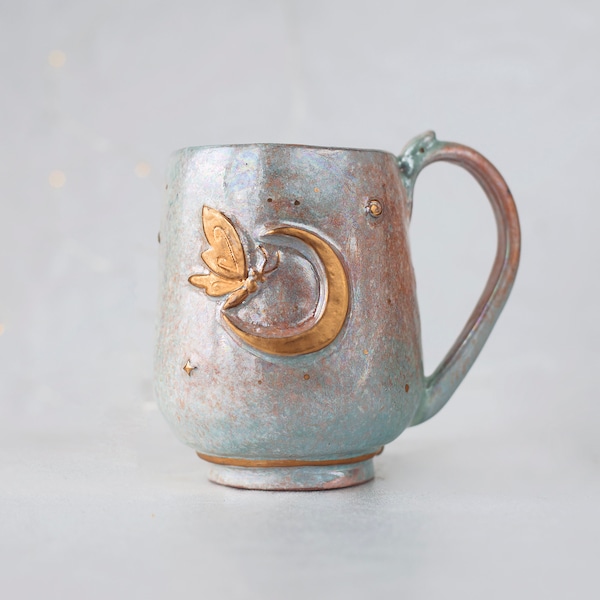 Ceramic Butterfly  Moon Mug