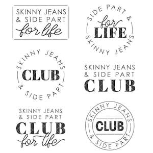 SVG Side Part Skinny Jeans Club funny phrase minimalist PNG JPG Cut File Design Dundle