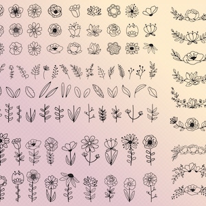 Flor SVG Floral Hoja Botánica Rama Tallo Rama Mega diy diseña tu propio archivo de corte PNG JPG dxf Paquete de descarga instantánea