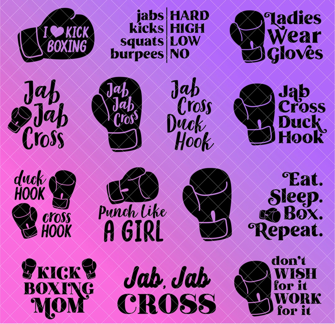 Kickboxing SVG Instant Download Boxing Jab Cross Hook Punch Duck PNG