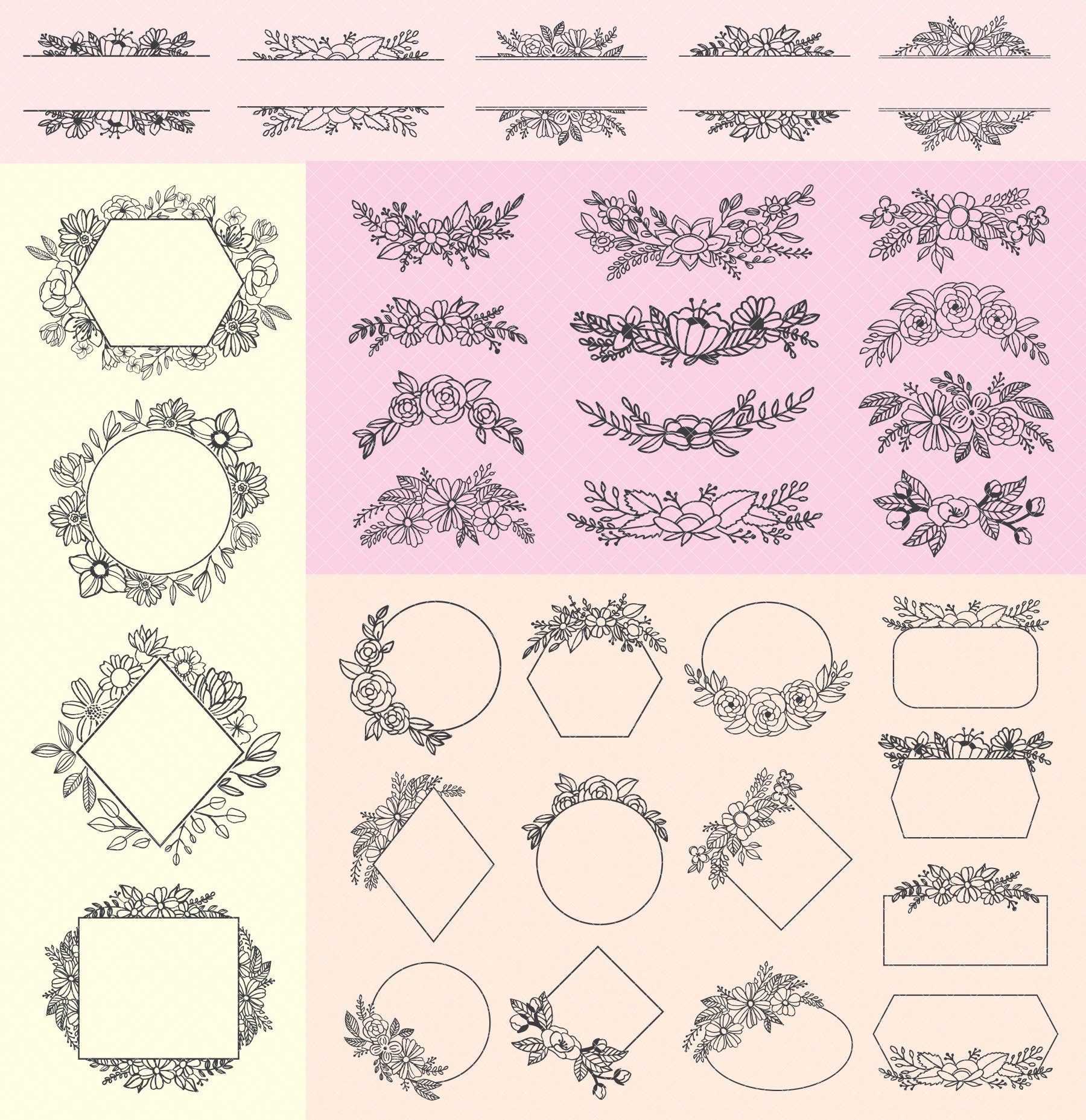 Download Floral Flower Leaf Spray Botanical Banner Plaque Label Bough Etsy