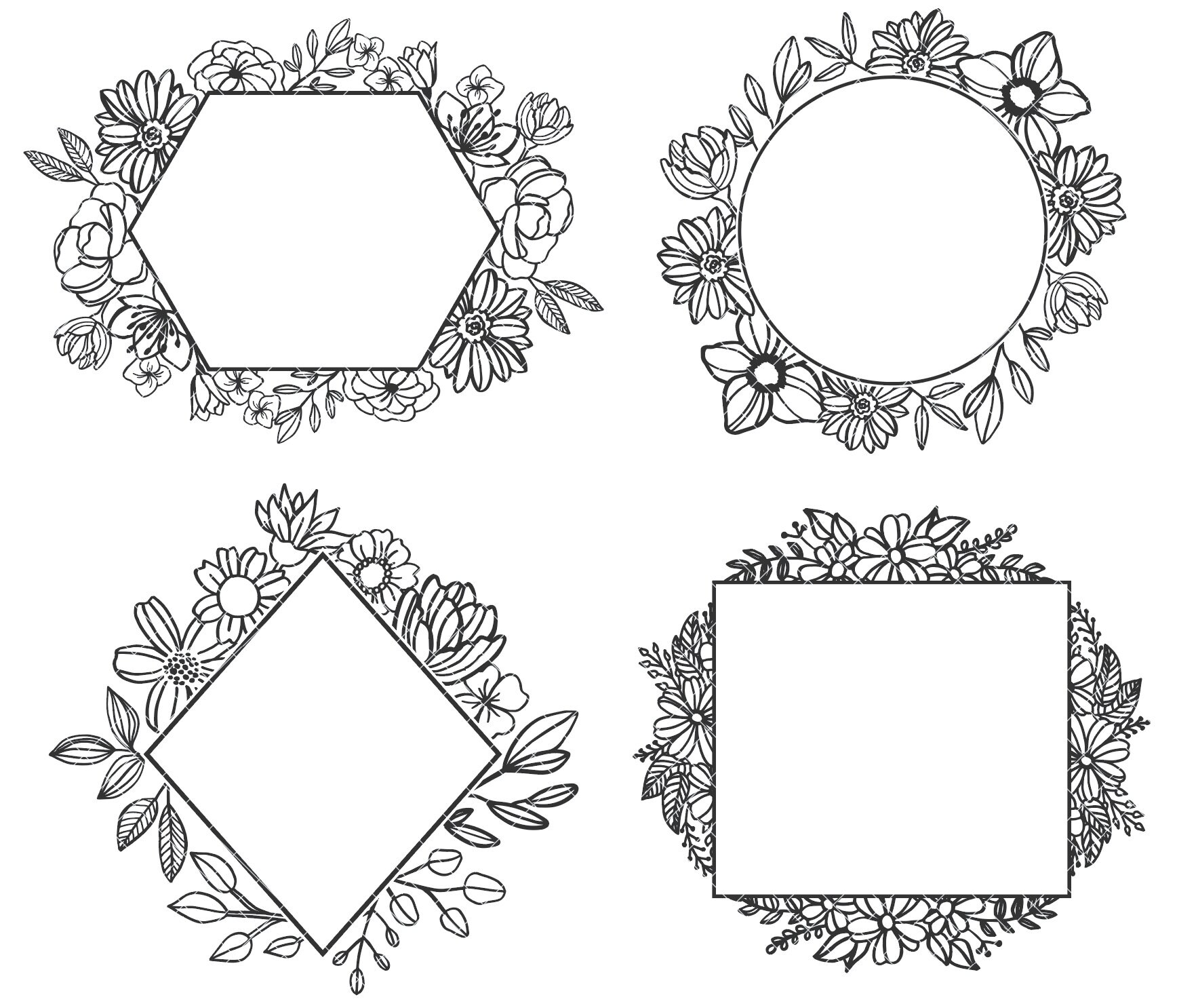 Flower Frame SVG Floral Leaf Spray Botanical Banner Plaque Etsy Canada