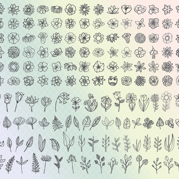 Flower SVG Floral Instant Download Botanical Leaf Branch Stem Mega Bundle diy design your own Cut File PNG JPG dxf