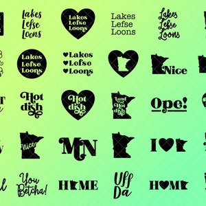 Minnesota SVG Instant Download MN Home State Ope Hot Dish Uff Da PNG Jpg Dxf Cut File funny phrase Bundle