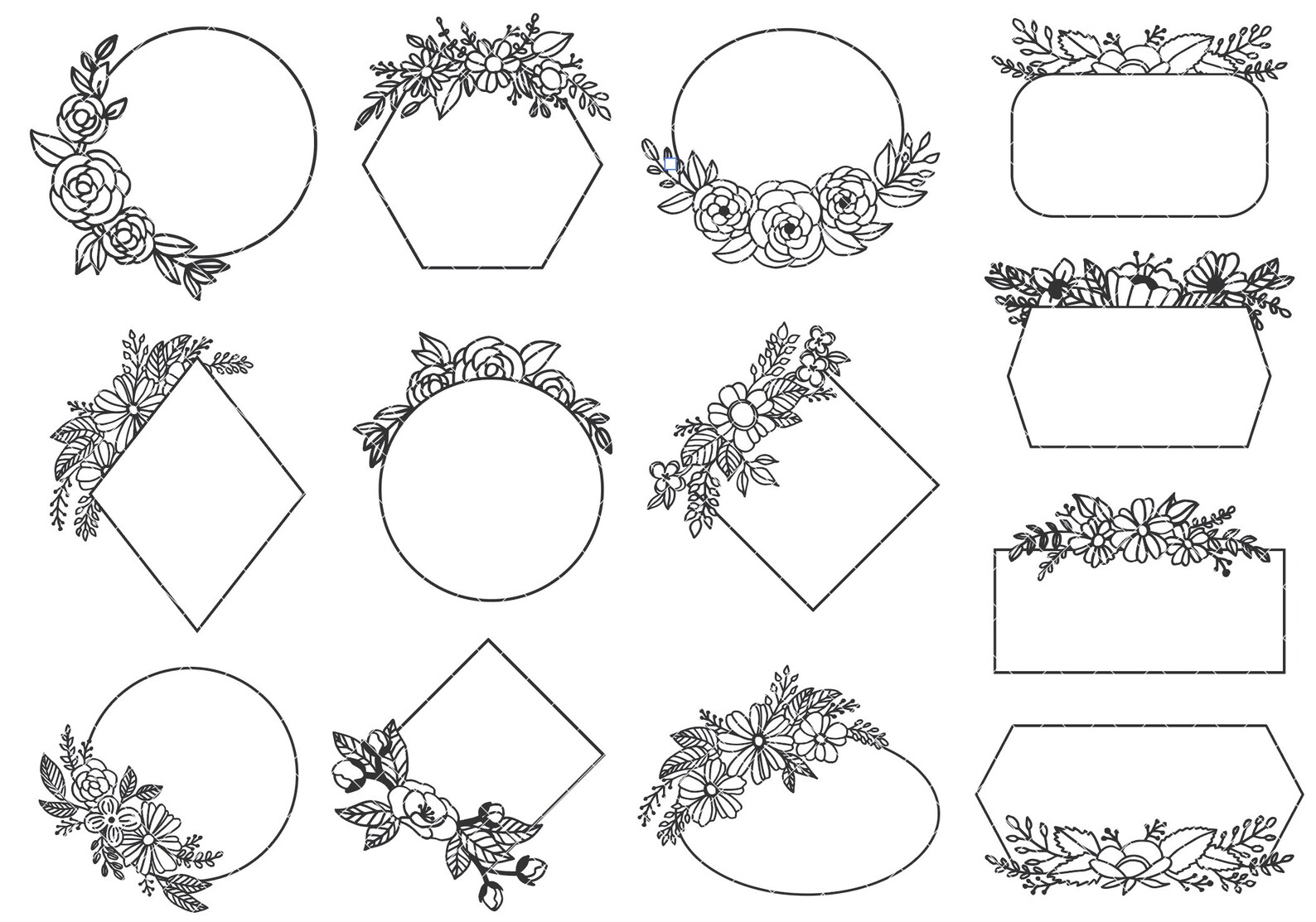 Flower Frame SVG Floral Leaf Spray Botanical Banner Plaque Etsy Canada
