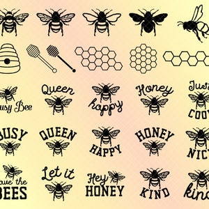 Bee SVG Instant Download Honey Hive Honeycomb Bee Zinnen PNG JPG dxf Cut File Bundle
