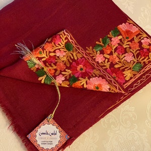 Wollstola | Kashmiri Schal | Pashmina | Schal | Winterstola | Bestickter Schal | Kashmiri Wollschal | Braut Dupatta | Schal | Wolle |