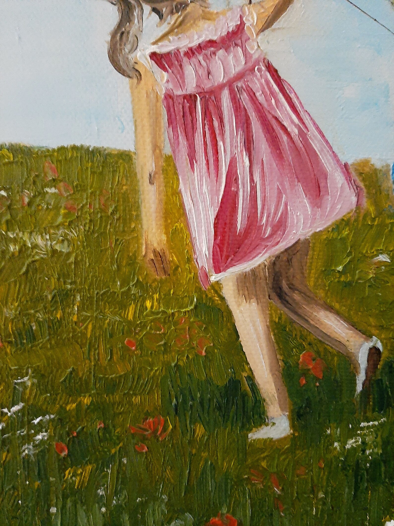 Girl with balloons. Oil painting. Canvas art. Original art Etsy