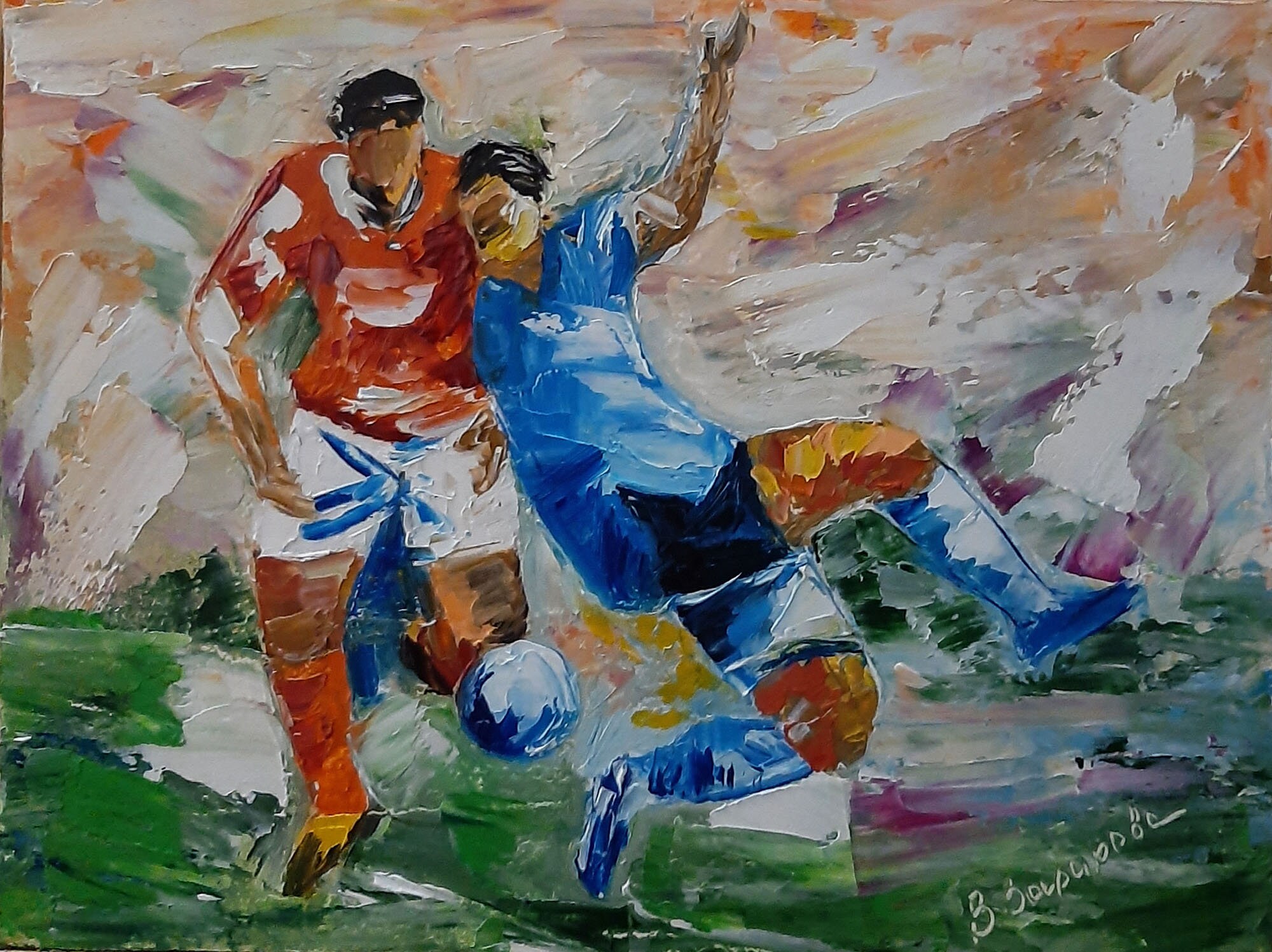 Fußballer Ölgemälde. Fußballer Kunstwerk. Original-Gemälde. | Etsy