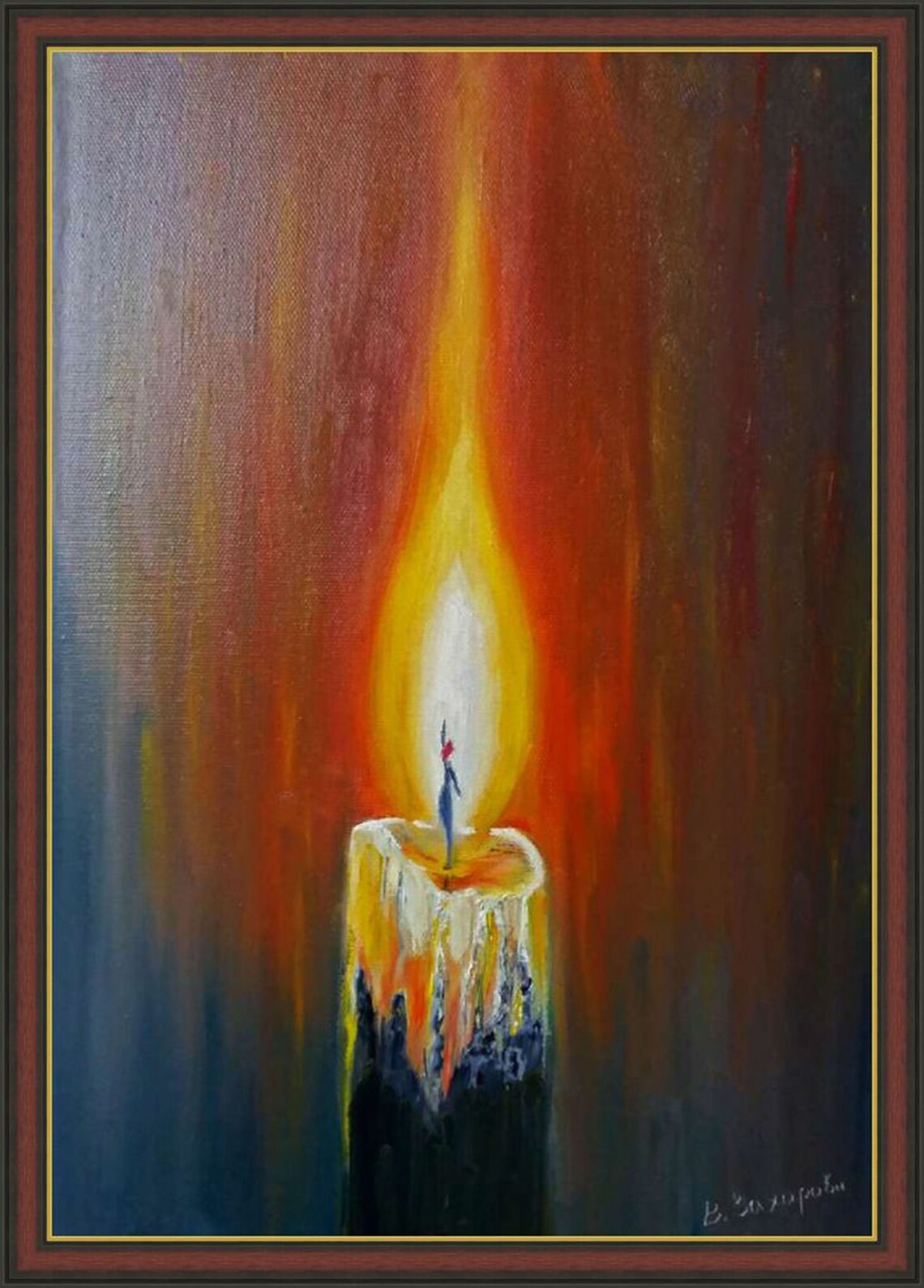 Candle painting. Burning candle painting. Original Oil Etsy