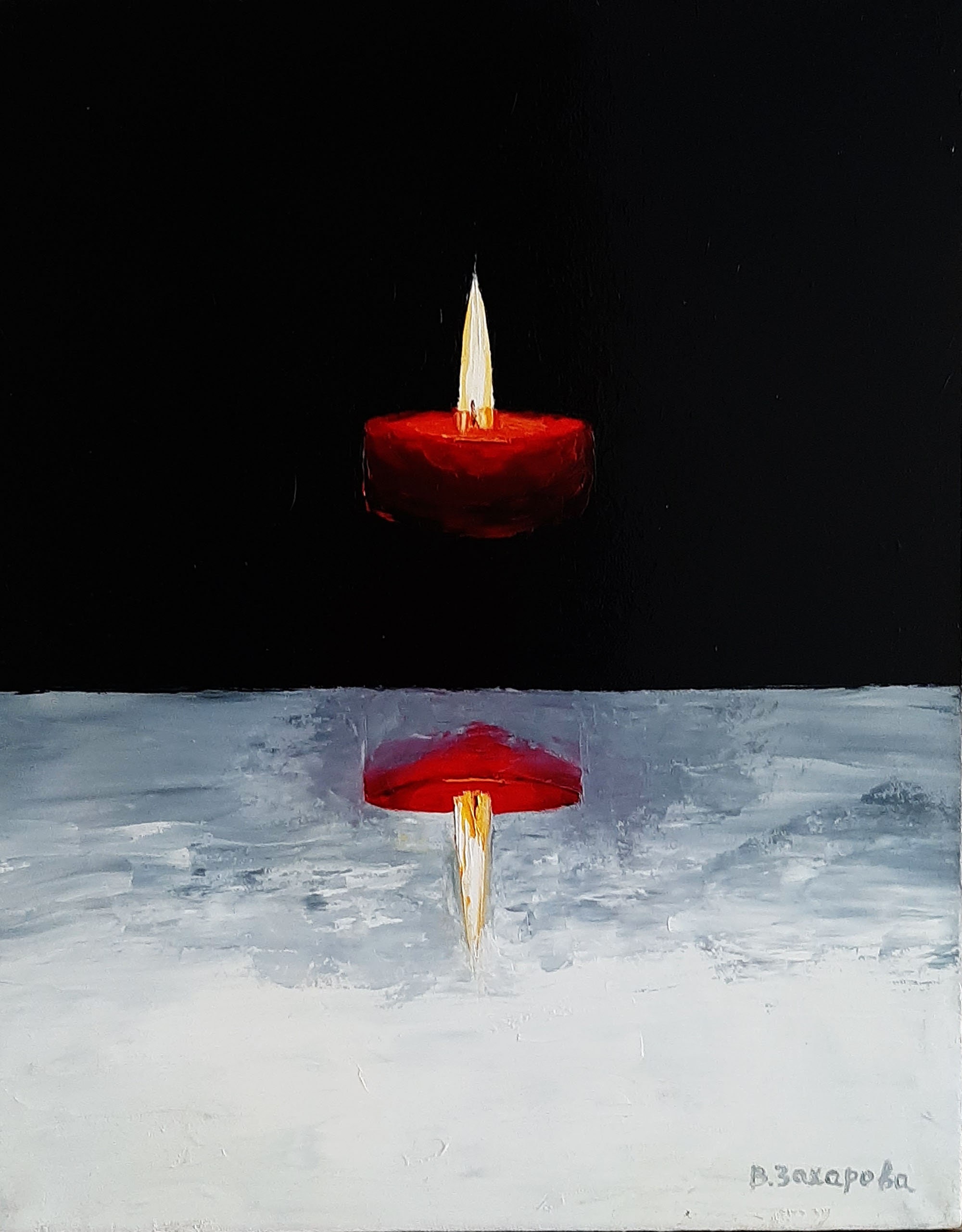 Burning candle painting. Oil painting. Size 20x16 inches. Etsy