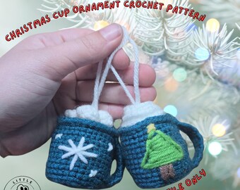 Christmas Cup Amigurumi Ornament Crochet Pattern: Low Sew (Digital Download)