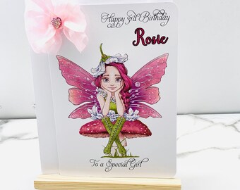 Personalised PRINCESS happy birthday card pink girl daughter sister niece friend