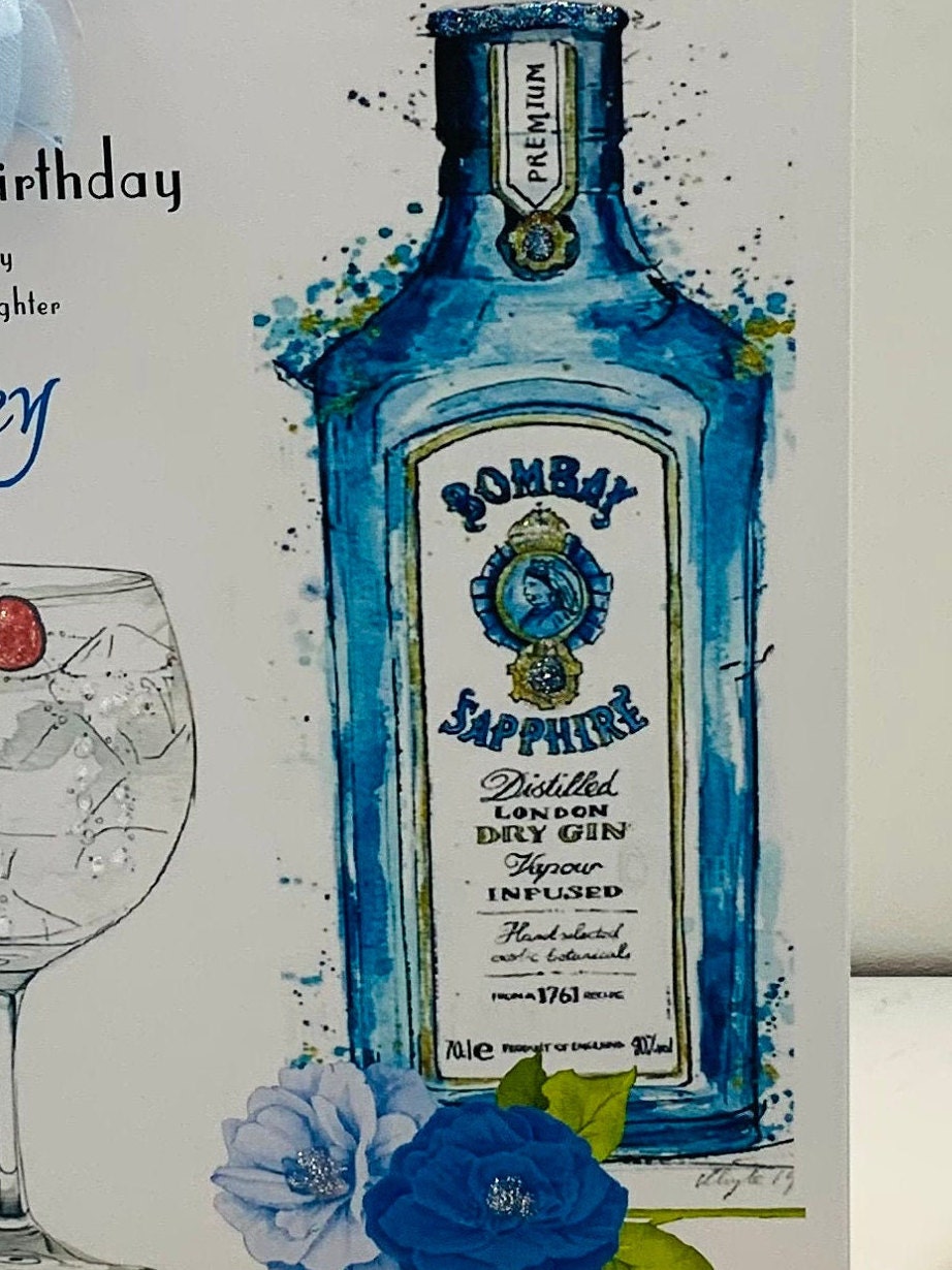 Gin card personalised birthday Stunning gin birthday Etsy