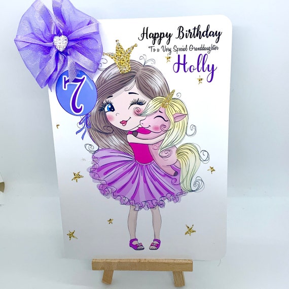 Personalised Birthday Card /princess and the Unicorn - Etsy UK