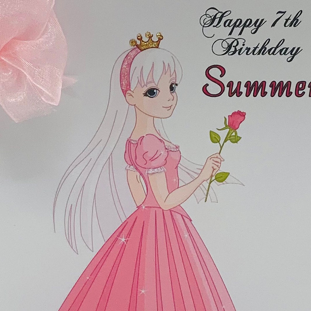 7th birthday Princess pink Personalised Card /princess | Etsy