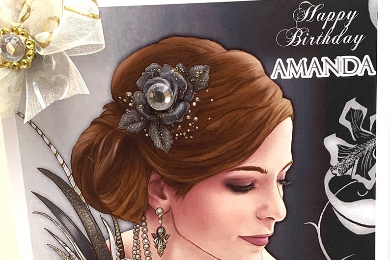 Bespoke Personalised Art Deco Birthday Card/for Etsy UK