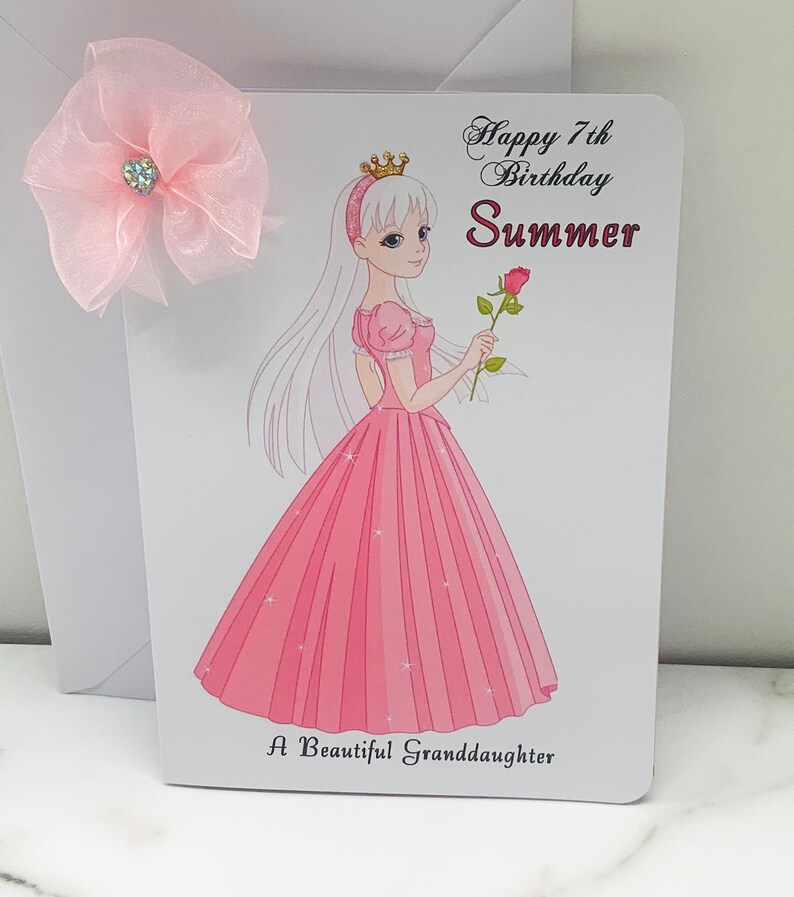 7th Birthday Princess Pink Personalised Card /princess - Etsy UK