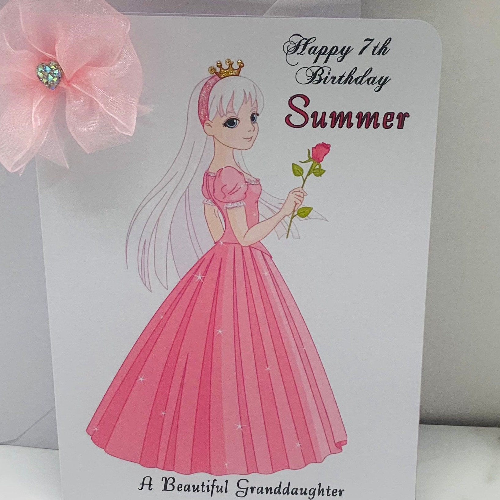 7th Birthday Princess Pink Personalised Card /princess - Etsy UK