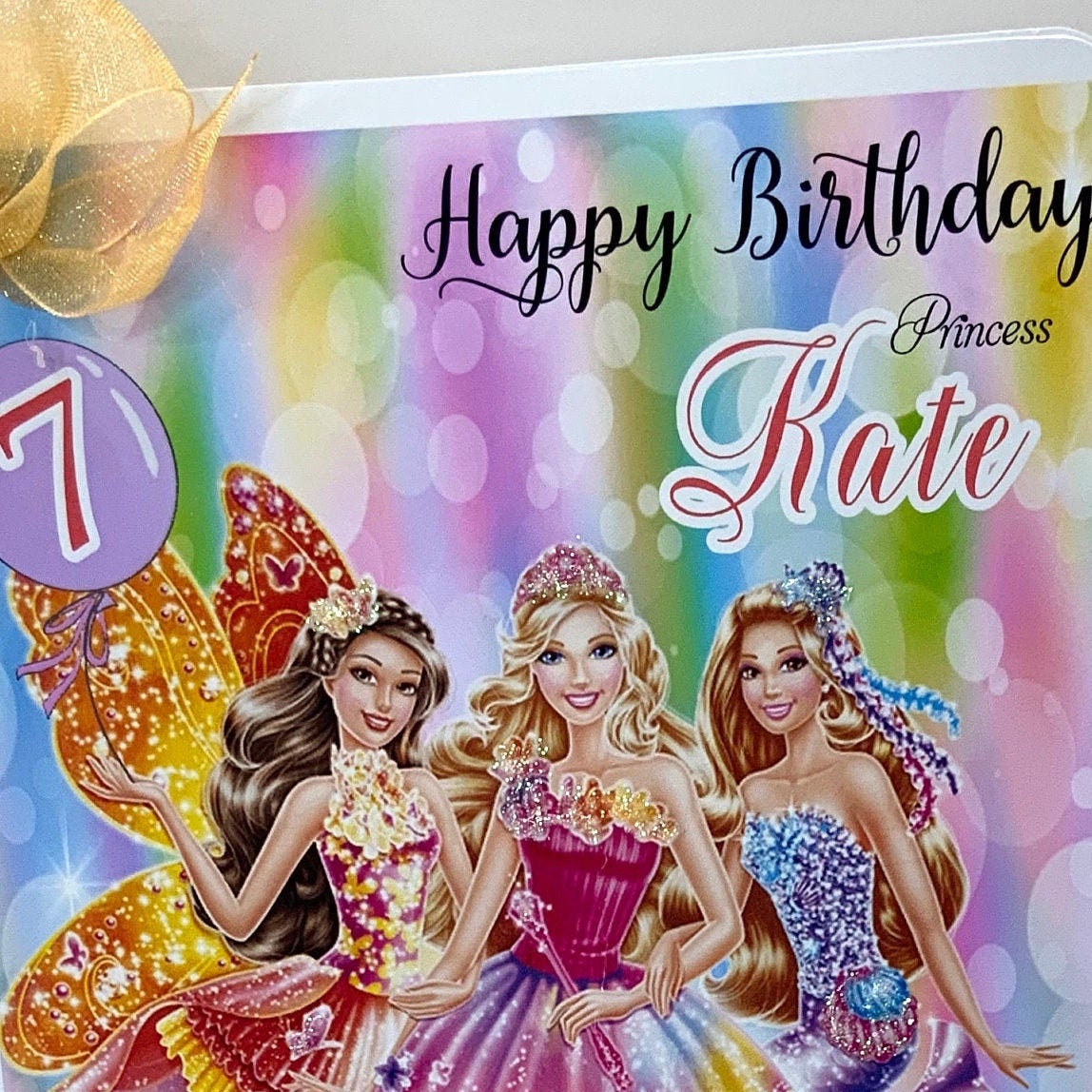 Barbie and Friends Girls Personalised Card /princess Barbie - Etsy UK