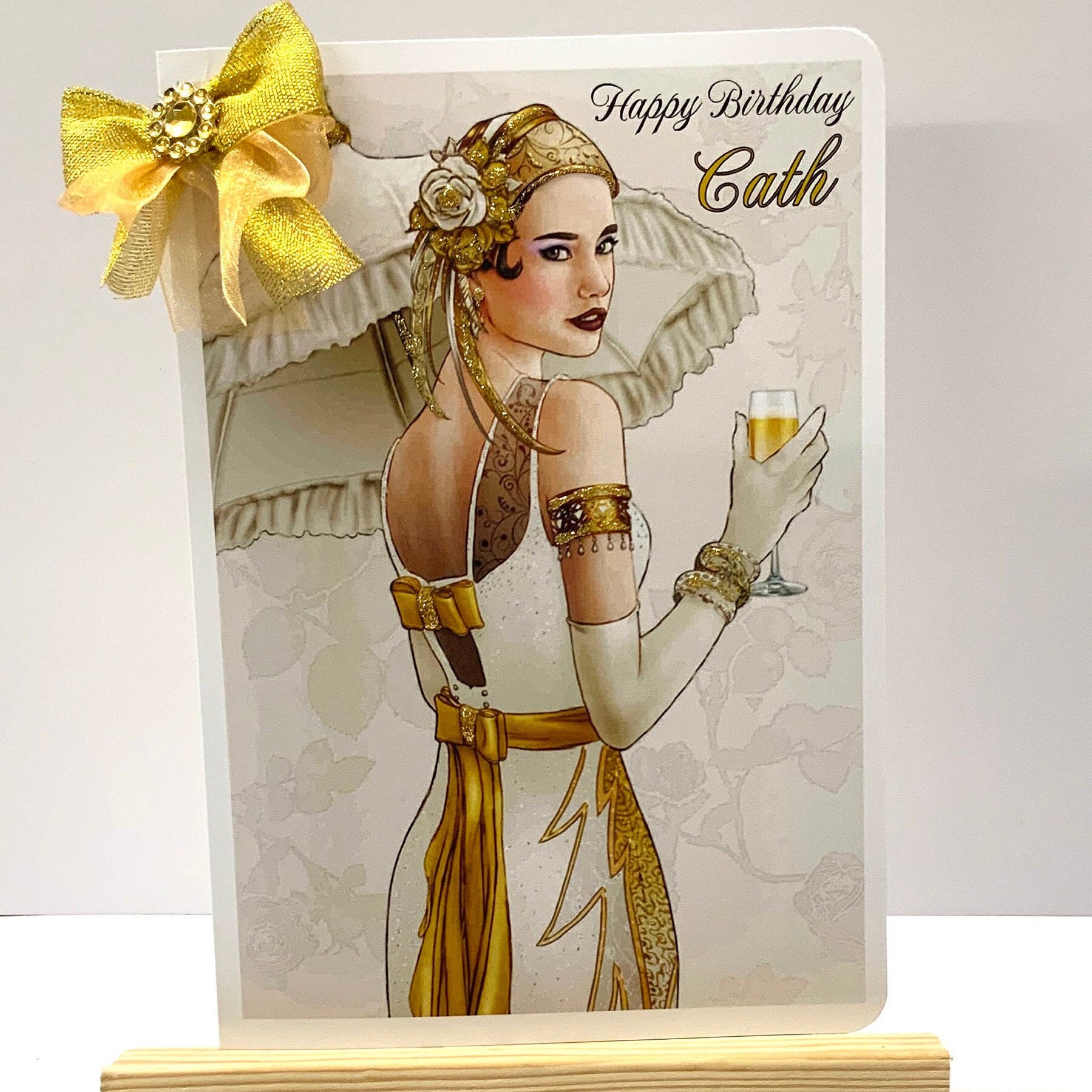 Birthday art Deco stunning lady cards /Personalised Art Deco Etsy