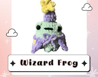 Crochet Wizard Frog Plushie Amigurumi Handmade