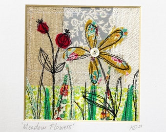 Flowers Complete Embroidery and appliqué kit | Summer Embroidery Kit | Slow Stitching Kit | Complete Slow Stitching Kit | Plant Art