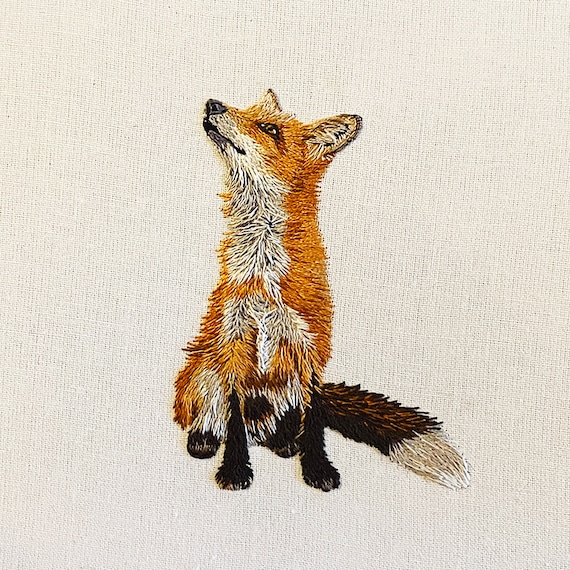 Red Fox Hand-Embroidered Brooch Pin Red Fox Hand-Embroidered Brooch Pin