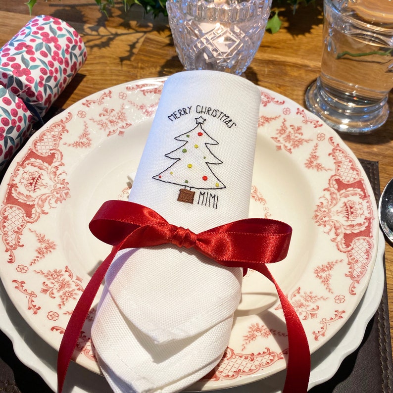 Six Christmas Napkins Embroidery Kit DIY Embroidered Etsy