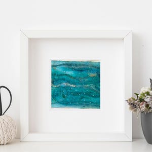 Textile Astract Water Wall Art | Silk, wool, beads, embroidery and needle felted picture
