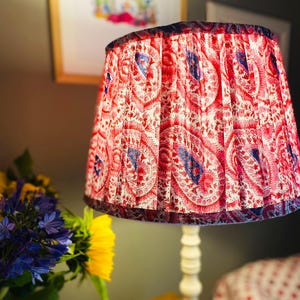 Handmade Pink & Blue Paisley Lampshade: French Cottage Style