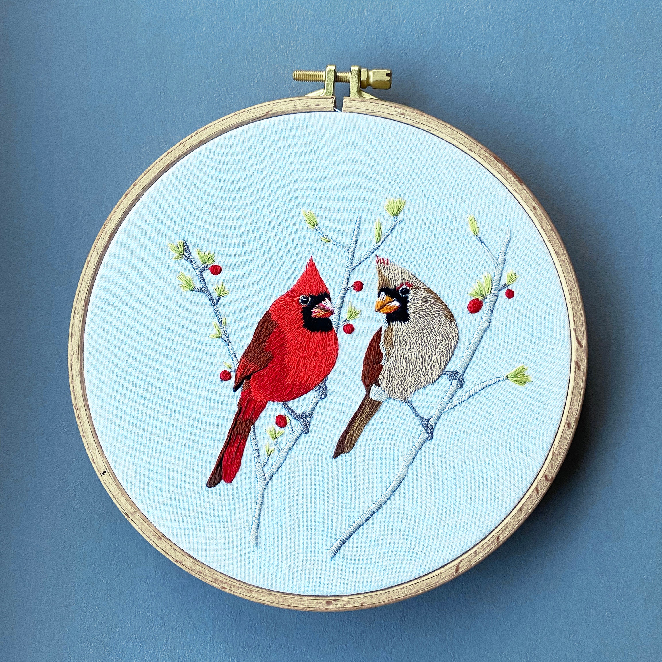 Craftways Two Cardinals Hoop Stamped Embroidery Kit