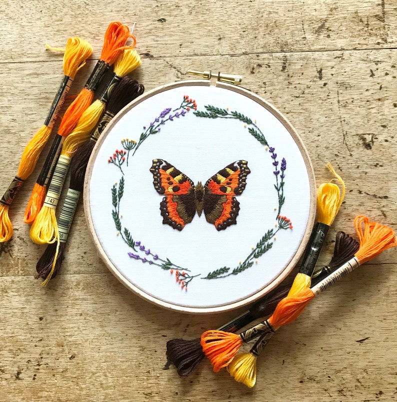 Tortoiseshell Butterfly Complete Embroidery Kit Butterfly Etsy UK