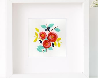 Paper daisies Collage art | original paper collage artwork | pot of daisies | paper flower artwork