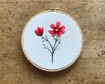 Pink Cosmos Flower Embroidery Kit: Botanical Needlecraft - Etsy