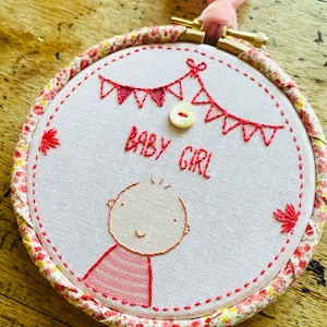 Beginners Baby Embroidery Kit Easy sewing kit Colour embroidery printed pattern kit simple embroidery kit easy embroidery image 1