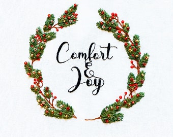 Beaded Christmas Wreath Embroidery Kit: DIY Holiday Decor