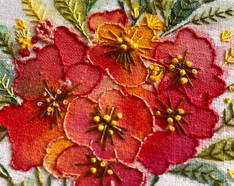 Embroidery Kit for Adults – Hand-Painted Flower Posy Design